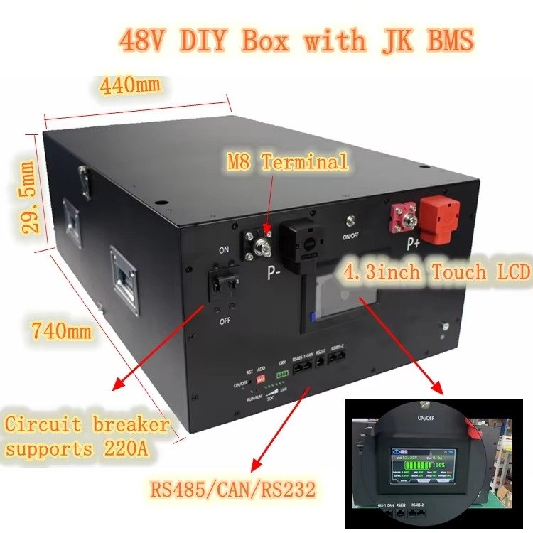 Chaoqi15kwh Customized 24V 48V 230AH 280AH 16s Diy JK 200A BMS Lifepo4 Battery Box Empty Battery Box Lifepo4
