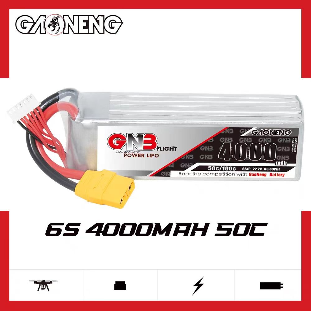 GNB (High Energy)4000mAh 6S 22.2V 50C LiPo Battery - Ideal for Long-Range FPV Drones and RC Aircraft