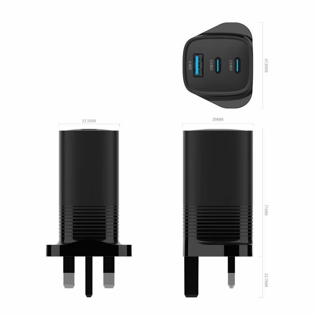 Kaida 65W Charger Usb transparency Fast Charging Charger Phone Accessories 2023 Trend New 3-Port Gan Usb-c Wall Charger Super