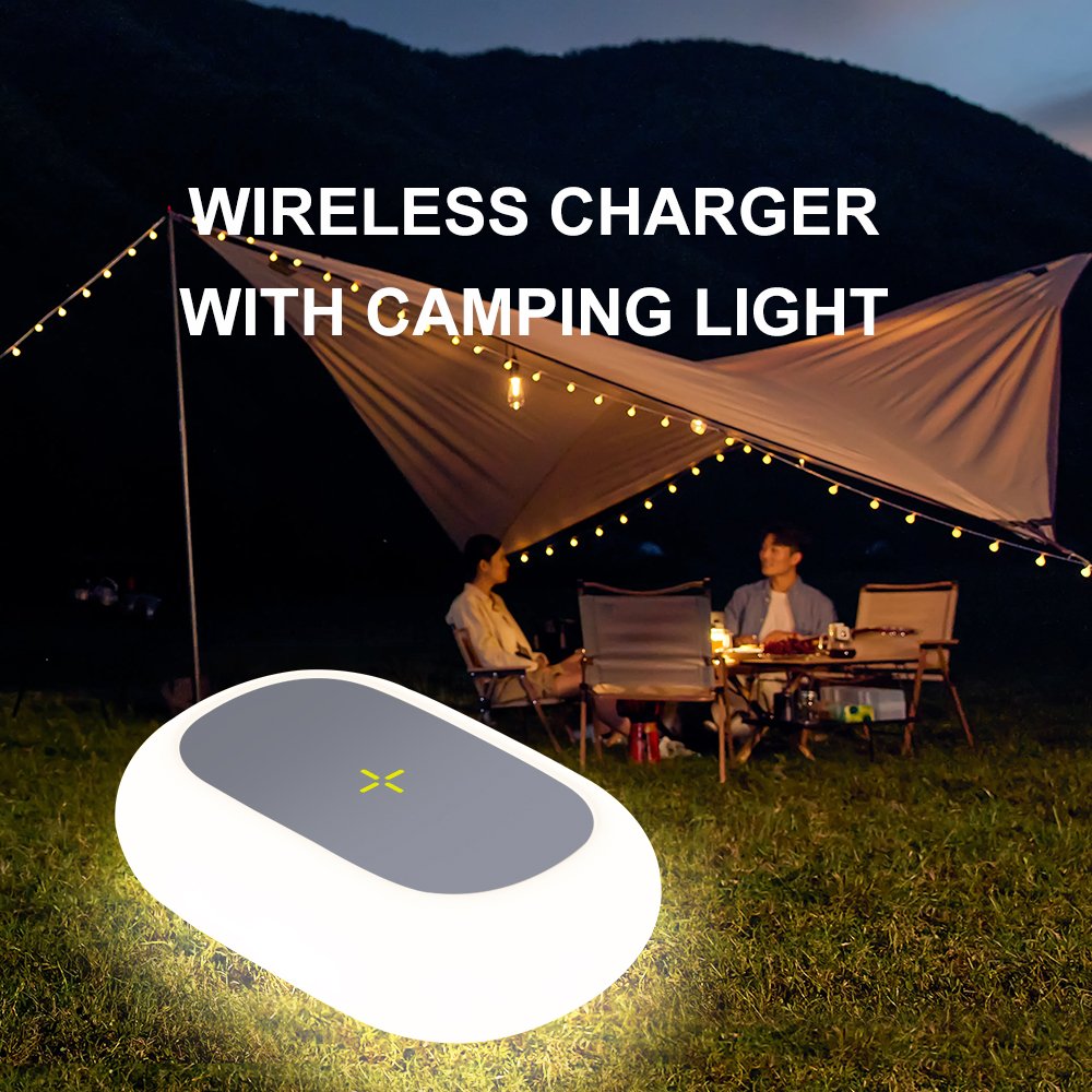 New Idea Wireless Charger With Camping Ambient Night Light 15W Fast Charging Battery Chargers Highly Compatible Mini Portable