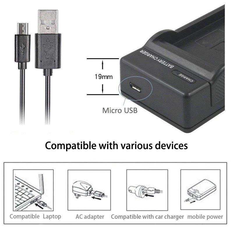 Camera Accessories NP-W126 USB Digital Charger For Canon Camera Battery W126 Ultra-thin Charger Compatible With Multiple Devices