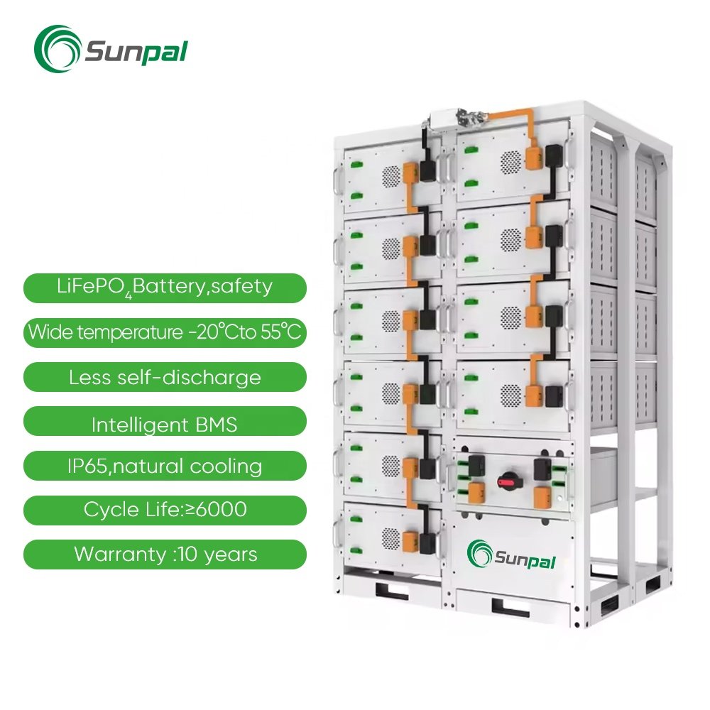 Sunpal Lifepo4 Industrial Lithium Solar Battery Rack 384V 100Ah 30kWh 40kWh High Voltage Solar Lifepo4 Battery Storage System