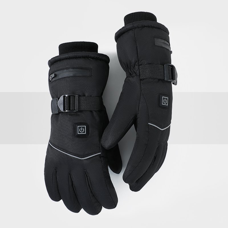 Motorcycle cycling waterproof windproof black rechargeable battery electric heated ski gloves in winter