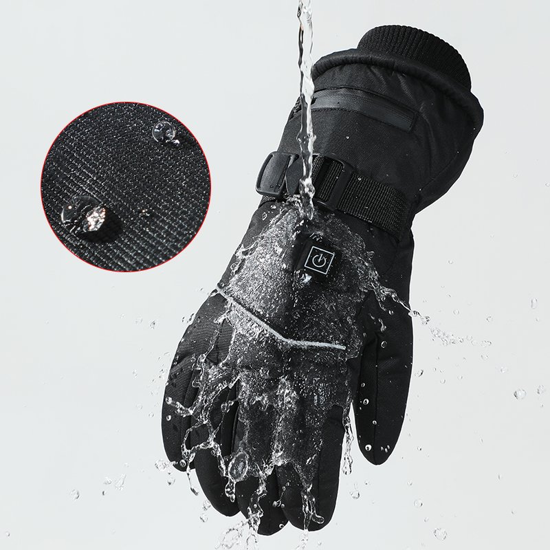Motorcycle cycling waterproof windproof black rechargeable battery electric heated ski gloves in winter