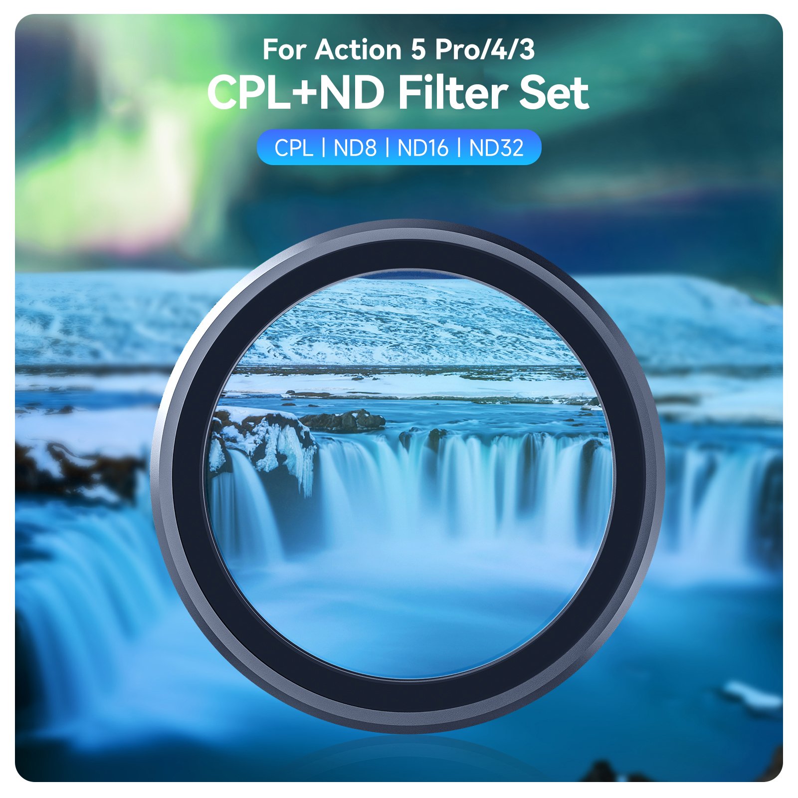 Telesin sports camera accessories CPL Neutral Density ND Lens Filters CPL ND8 ND16 ND32 Optical Lens for DJI Action 5 4 3 camera