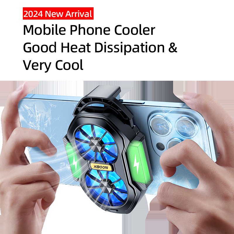 Portable Mobile Phone Radiator Cooling Fan RGB Cell Phone Cooler Holder Accessories for Mobile Gaming Live Streaming