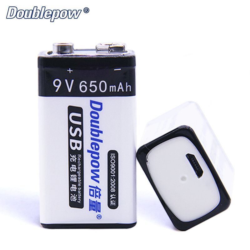 Customized 9V 650mAh Rechargeable lithium ion Battery packs 400mAh 700mAh RC USB C port 9v Battery