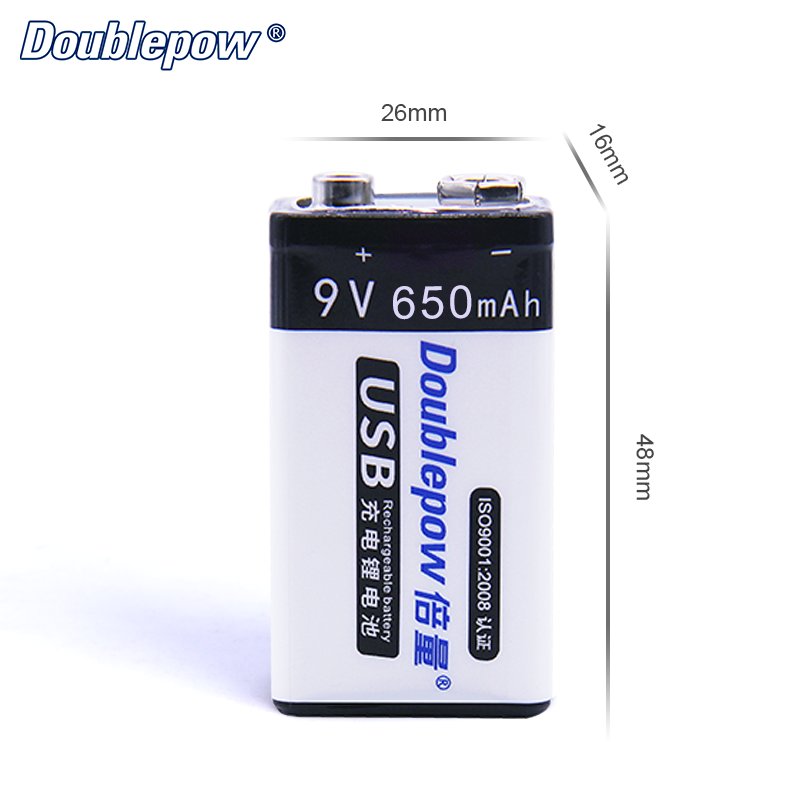 Customized 9V 650mAh Rechargeable lithium ion Battery packs 400mAh 700mAh RC USB C port 9v Battery