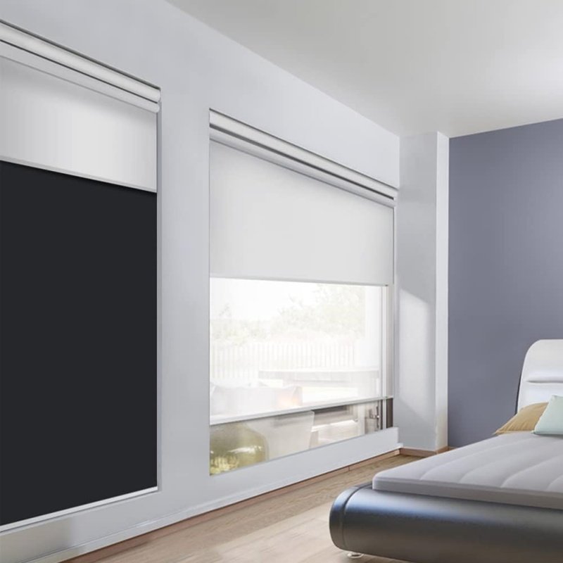 Customized aluminium accessories double layers motorized battery powered roller blinds for window