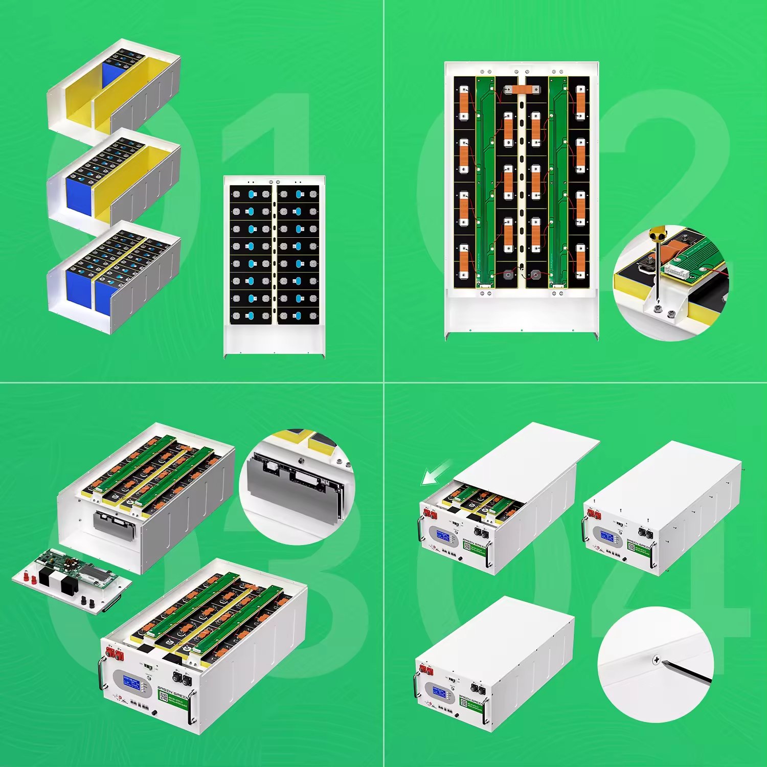 Basen 48v Kit Diy 15kwh For Lifepo4 Battery Cells 280ah 320ah Metal Battery Case Pack Accessories With BMS For Solar System