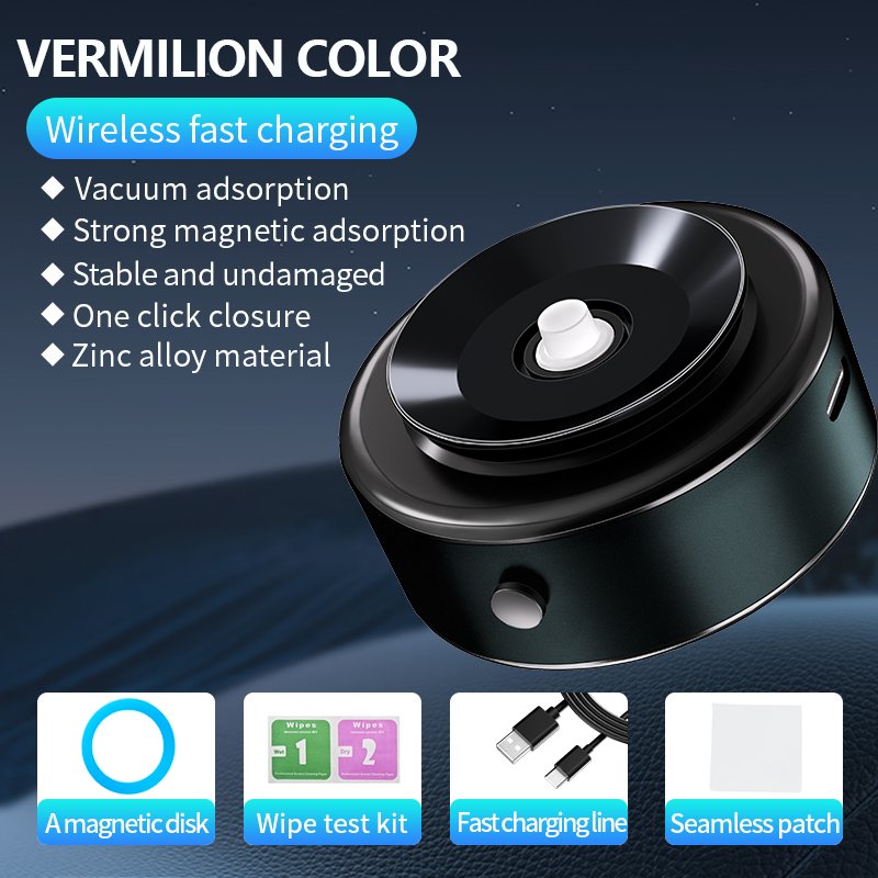 15W Qi Fast Wireless Charging, Car Dashboard Screen Electric Vacuum Suction Mount Battery Built-in Rechargeable Wireless Charger