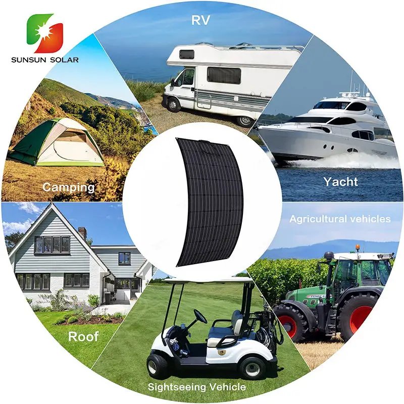 Custom Etfe Pannelli Solar Flessibili Panneau Solaire Square Car Boat Monocrystalline Mono Cell Marine Flexible Semi Solar Panel