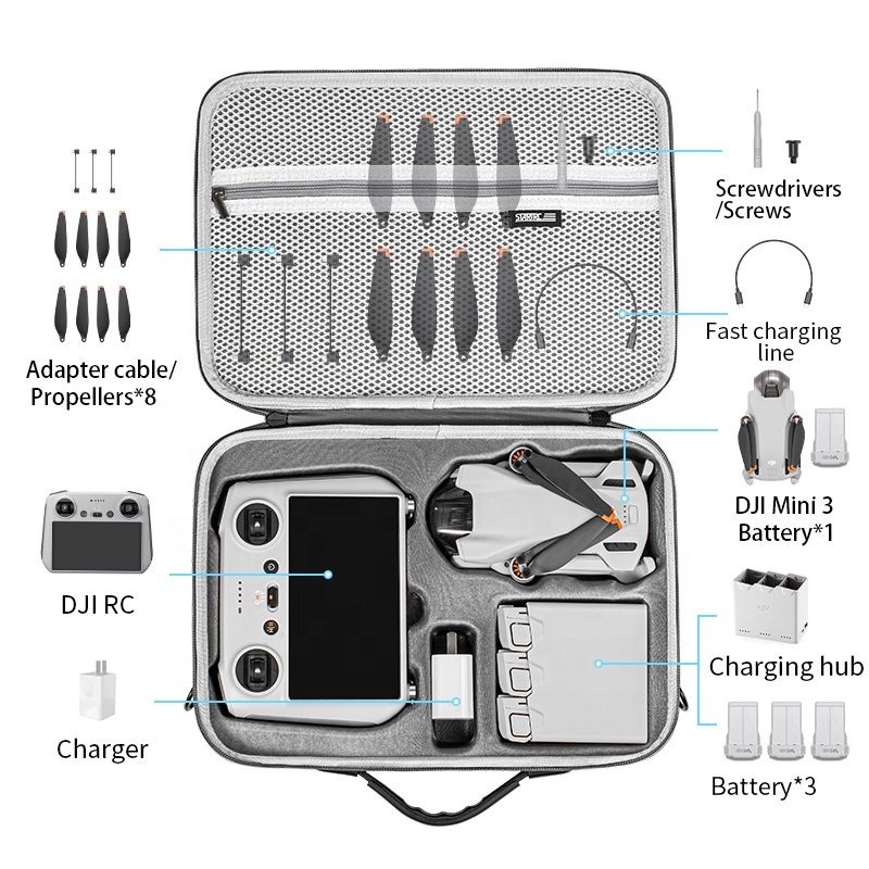 STARTRC PU Waterproof Handheld carry Storage Bag with screen remote control battery charging for DJI Mini 3 pro for Accessories