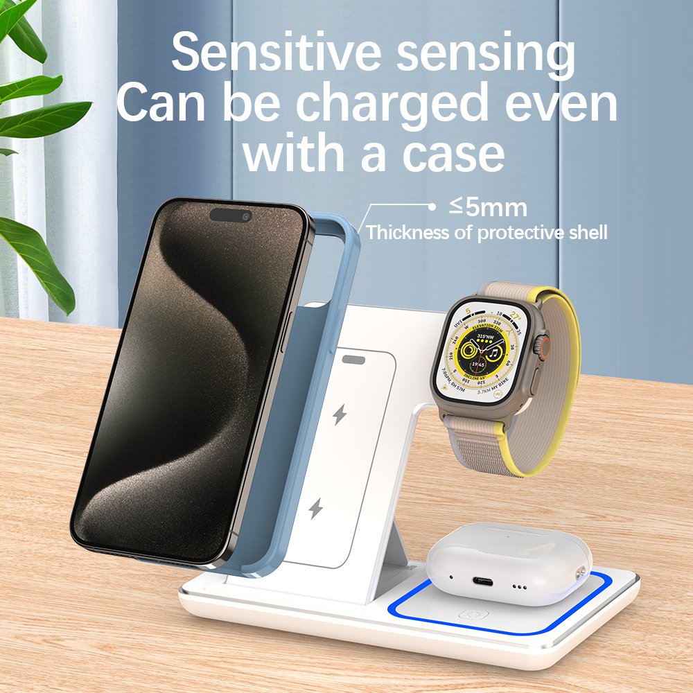 Folding Three-in-one Wireless Charger Fast Charging Shenzhen Phone Accessories Earphones and Chargers Phone Watch with Earphones
