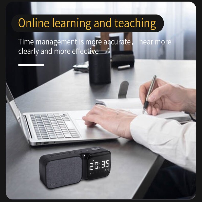 HF16 3 IN 1 BT 5.0 Hands Free Calls Temperature Indication Play Music FM Radio Alarm Clock Display Stereo Wireless Speaker
