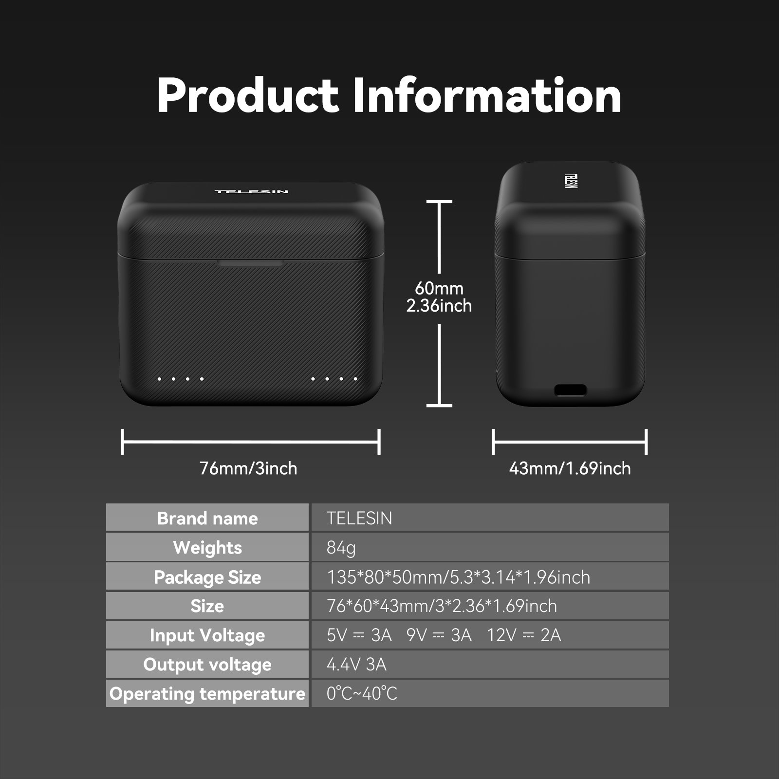 TELESIN camera accessories for Insta360 X4 Portable Dual Slot with indicator light Battery Storage Charging Box