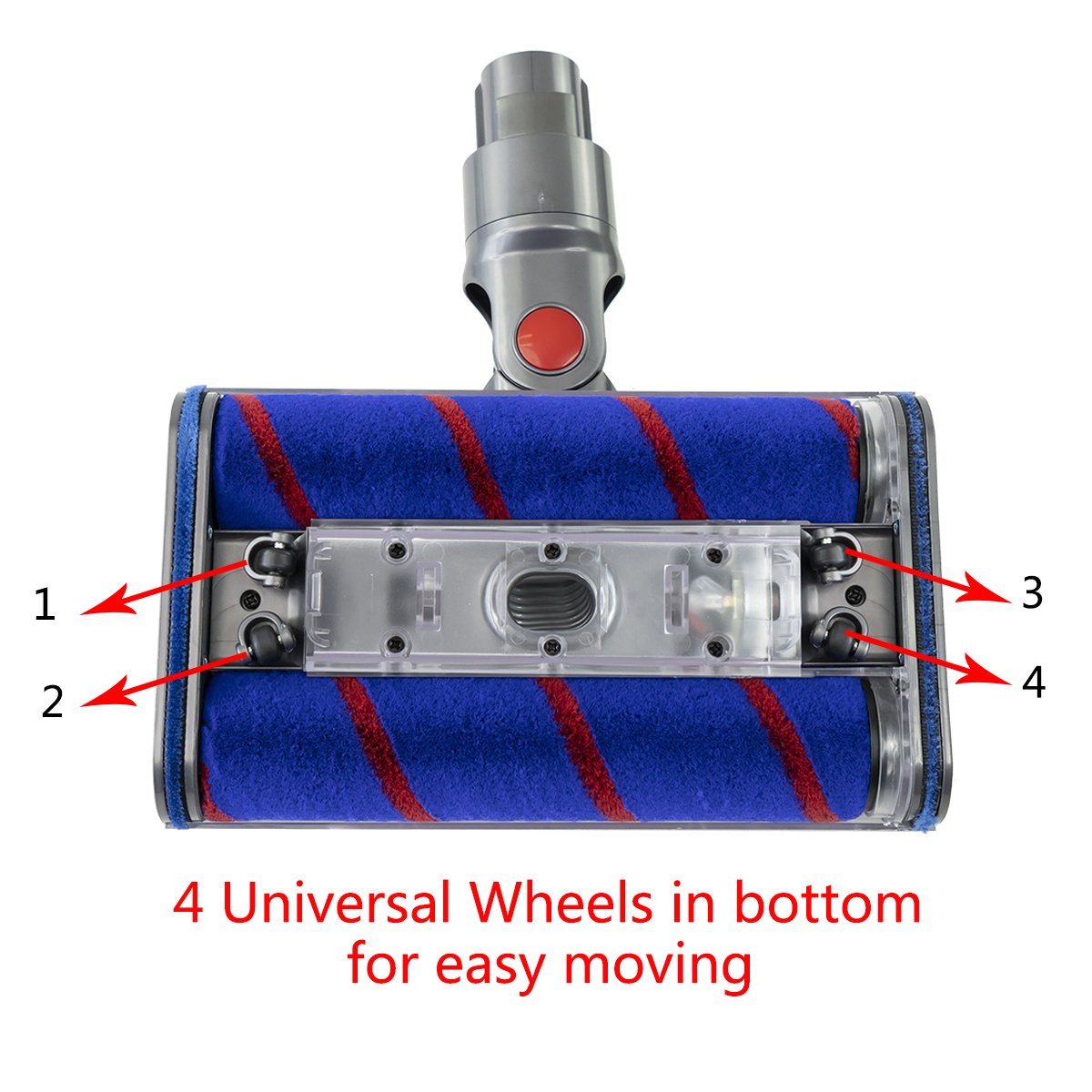 4 Universal Wheel Double Soft Roller Electric Vacuum Cleaner Floor Brush Head For Dysons V7 V8 V10 V11 V15 Vacuum Part Accessory