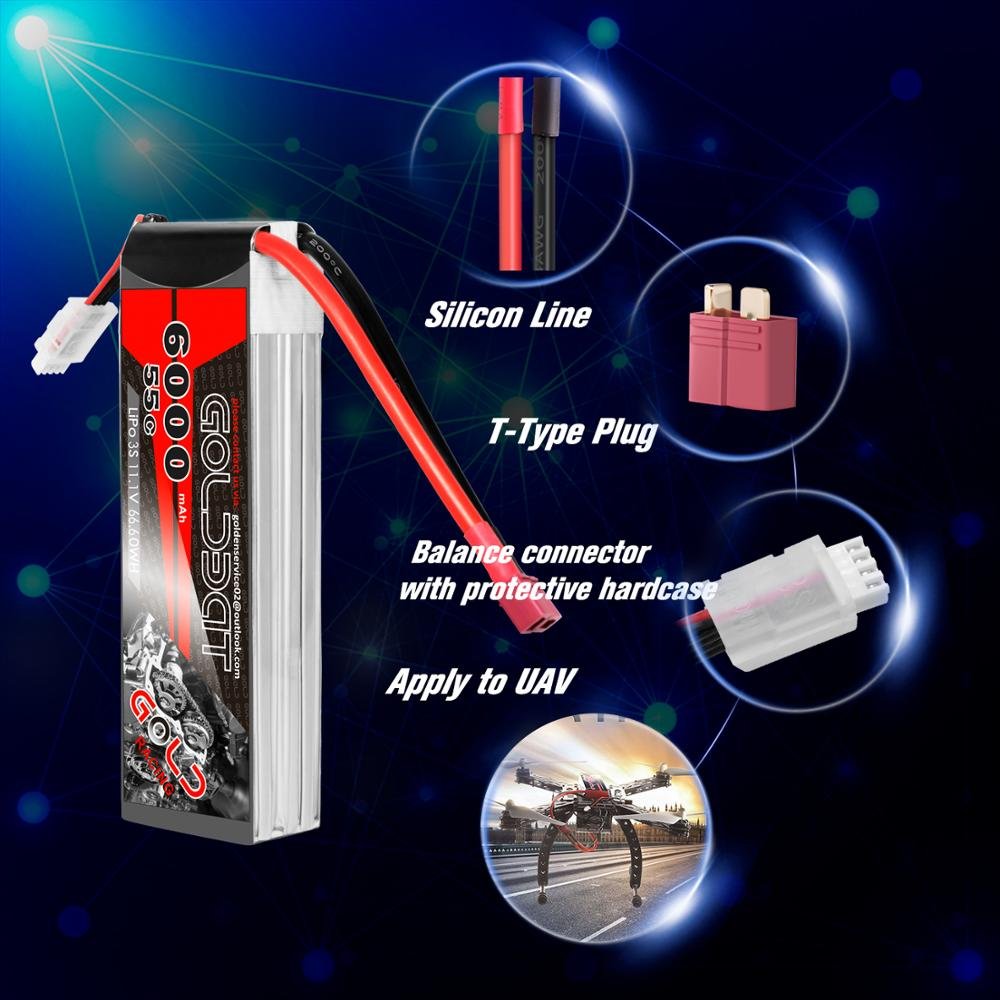 6000mAh 60C 3S 11.1V FPV Drone RC sports Toys Lipo Battery Top supplier