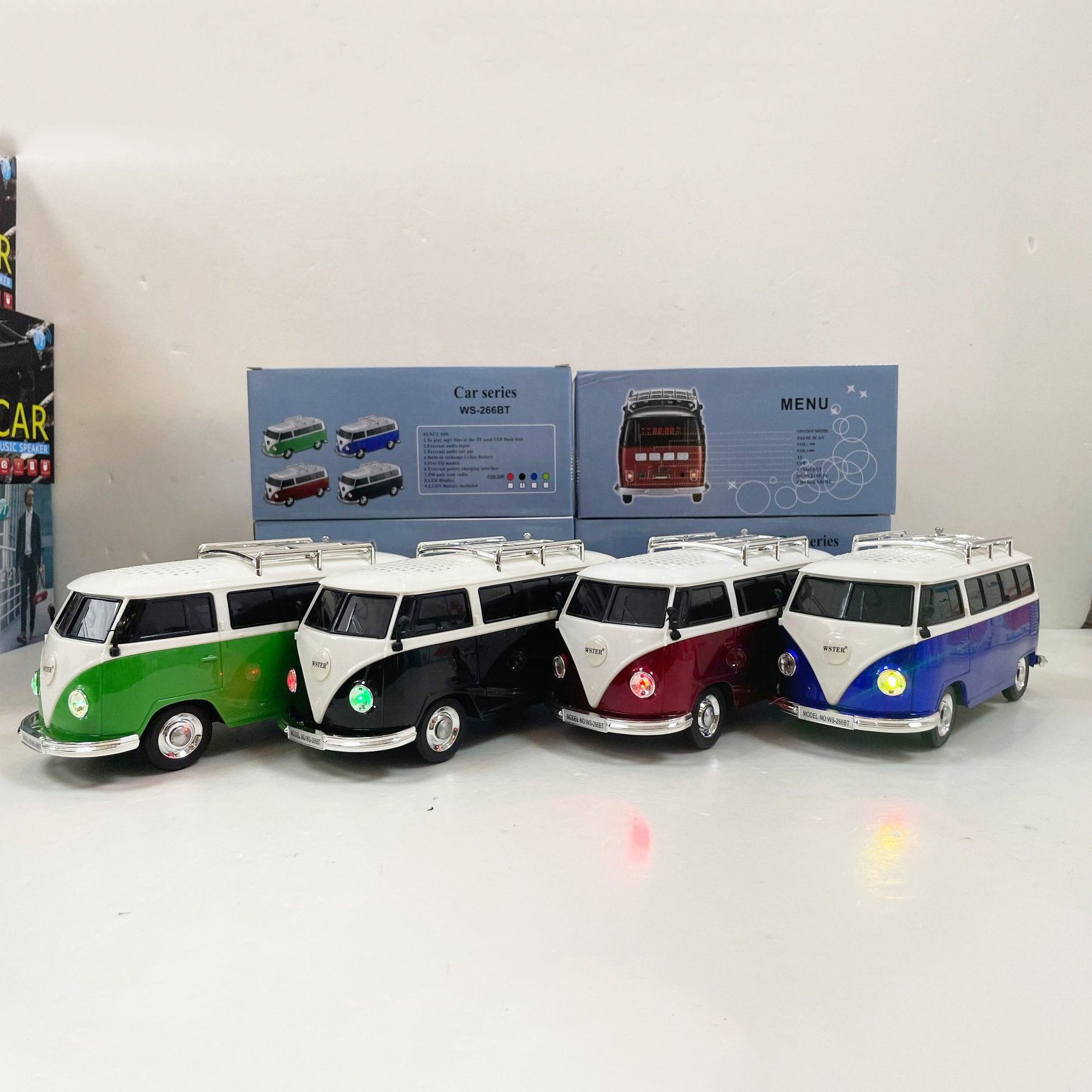 WS266 Portable Stereo TWS USB TF AUX Wireless Bass BUS Design Karaoke Blue tooth Speaker With Radio