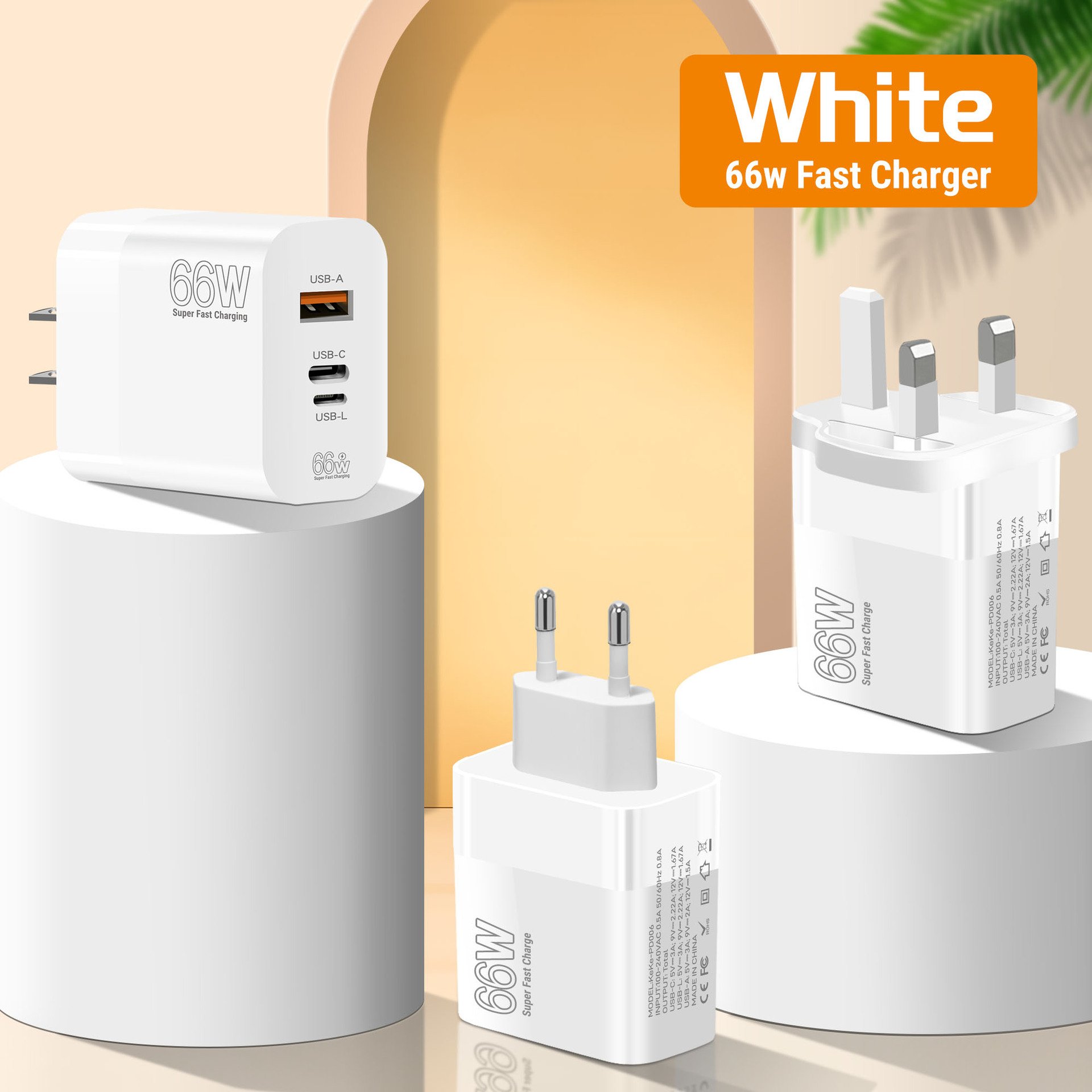 Chargers, Batteries & Power Supplies US EU UK Plug 66W Charger Super Fast Charge Power Adapter for Handheld Game Players