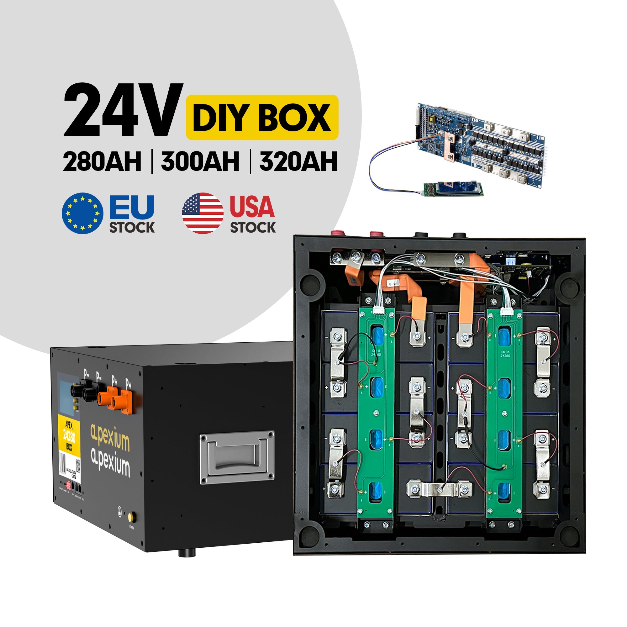 2024 DIY Battery Case Kit Apexium 48v 24V 280AH 304AH 314AH Storage Battery Accessories 8s 25.6v 16s 48v Metal DIY Battery Box