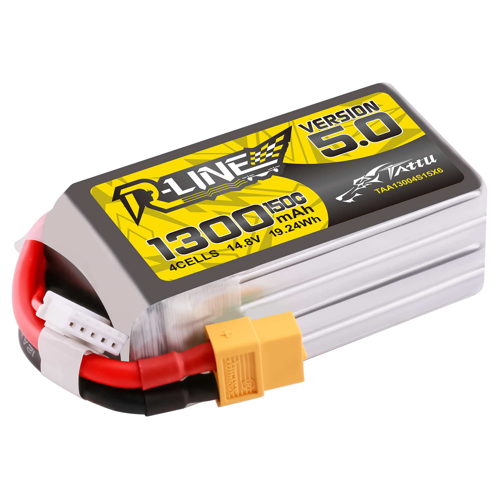 Tattu R-Line Version 5.0 1300mAh 150C 4S 14.8V High Rate RC Lipo Battery with XT60 Plug FPV Racing Drone Quadcopter Accessory