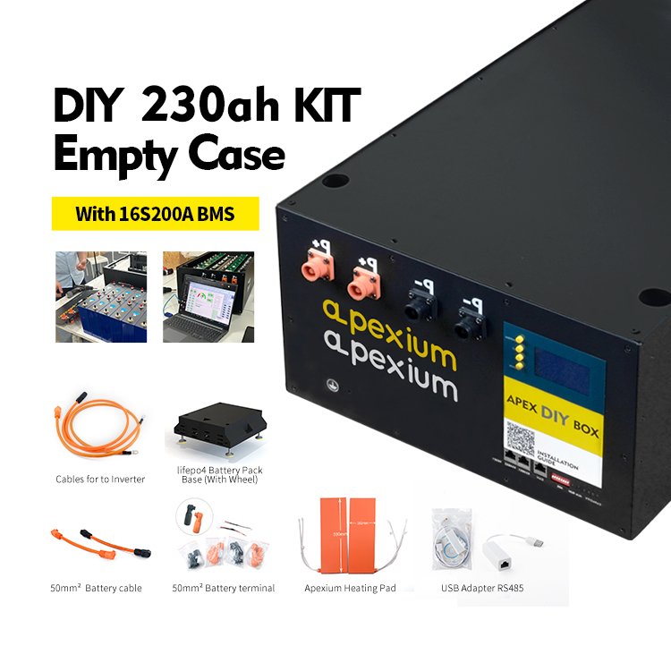Apexium 16s 48v Diy metal Case 230ah 280ah lifepo4 Battery Box Kit 51.2v 280ah battery box For 3.2v 280ah 302ah Lifepo4 cells