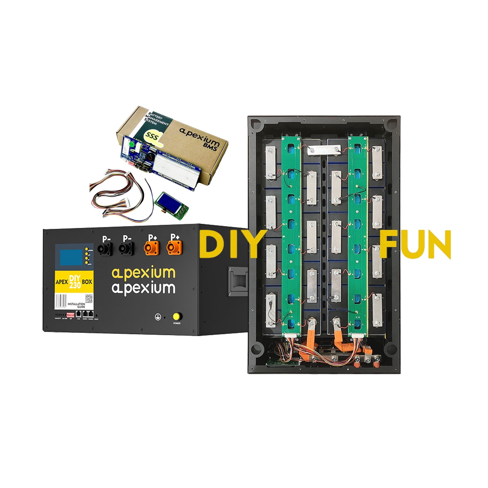 Apexium 16s 48v Diy metal Case 230ah 280ah lifepo4 Battery Box Kit 51.2v 280ah battery box For 3.2v 280ah 302ah Lifepo4 cells
