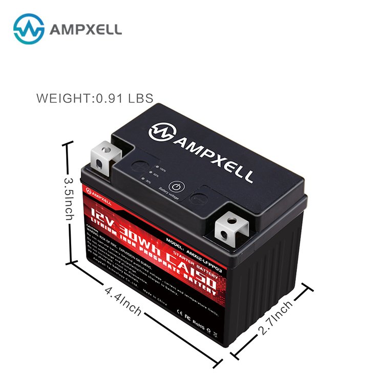 Manufacturer Sell AMPXELL 12V 2.5Ah 32Wh Lifepo4 Motorcycle Starter Battery Replace Lead-acid Batteries for YTX5S-BS/YTX4L-BS