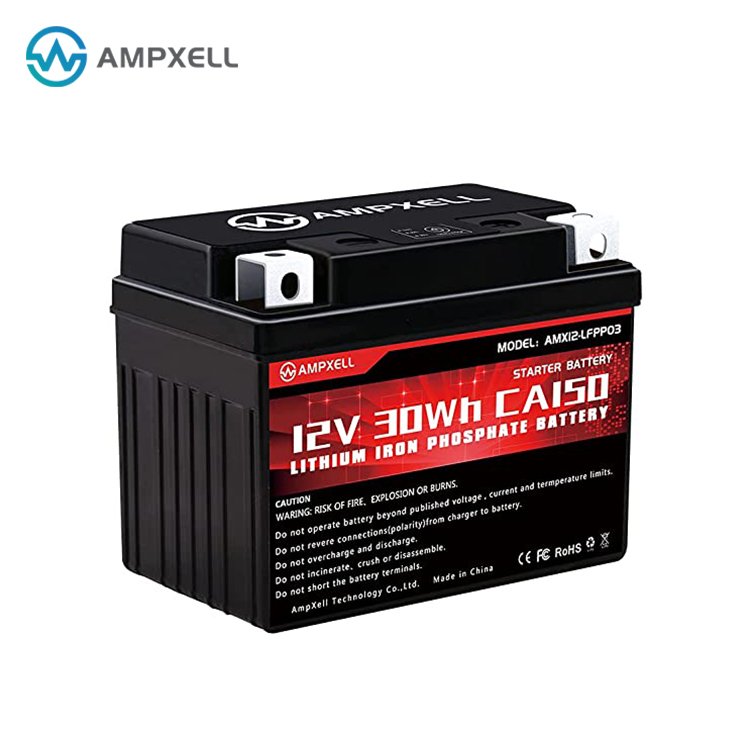 Manufacturer Sell AMPXELL 12V 2.5Ah 32Wh Lifepo4 Motorcycle Starter Battery Replace Lead-acid Batteries for YTX5S-BS/YTX4L-BS