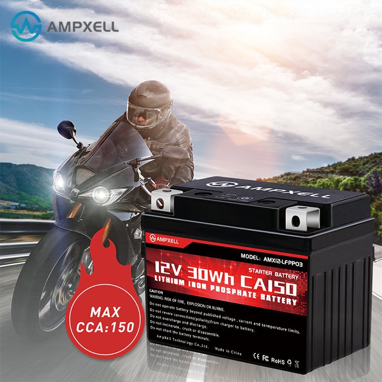 Manufacturer Sell AMPXELL 12V 2.5Ah 32Wh Lifepo4 Motorcycle Starter Battery Replace Lead-acid Batteries for YTX5S-BS/YTX4L-BS