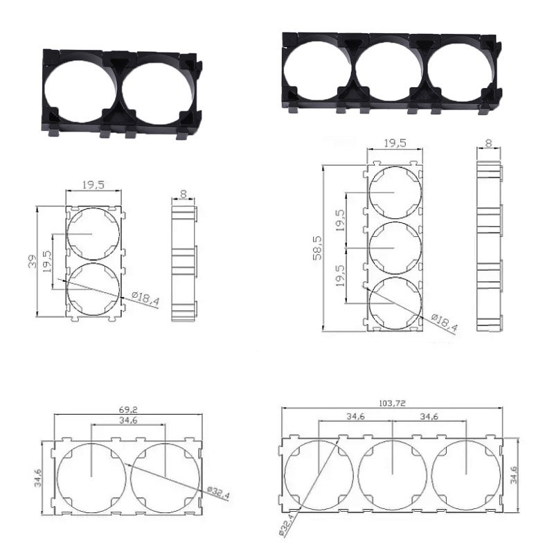 Custom Battery Accessories 18650 21700 26650 32650 Battery Bracket for Holders