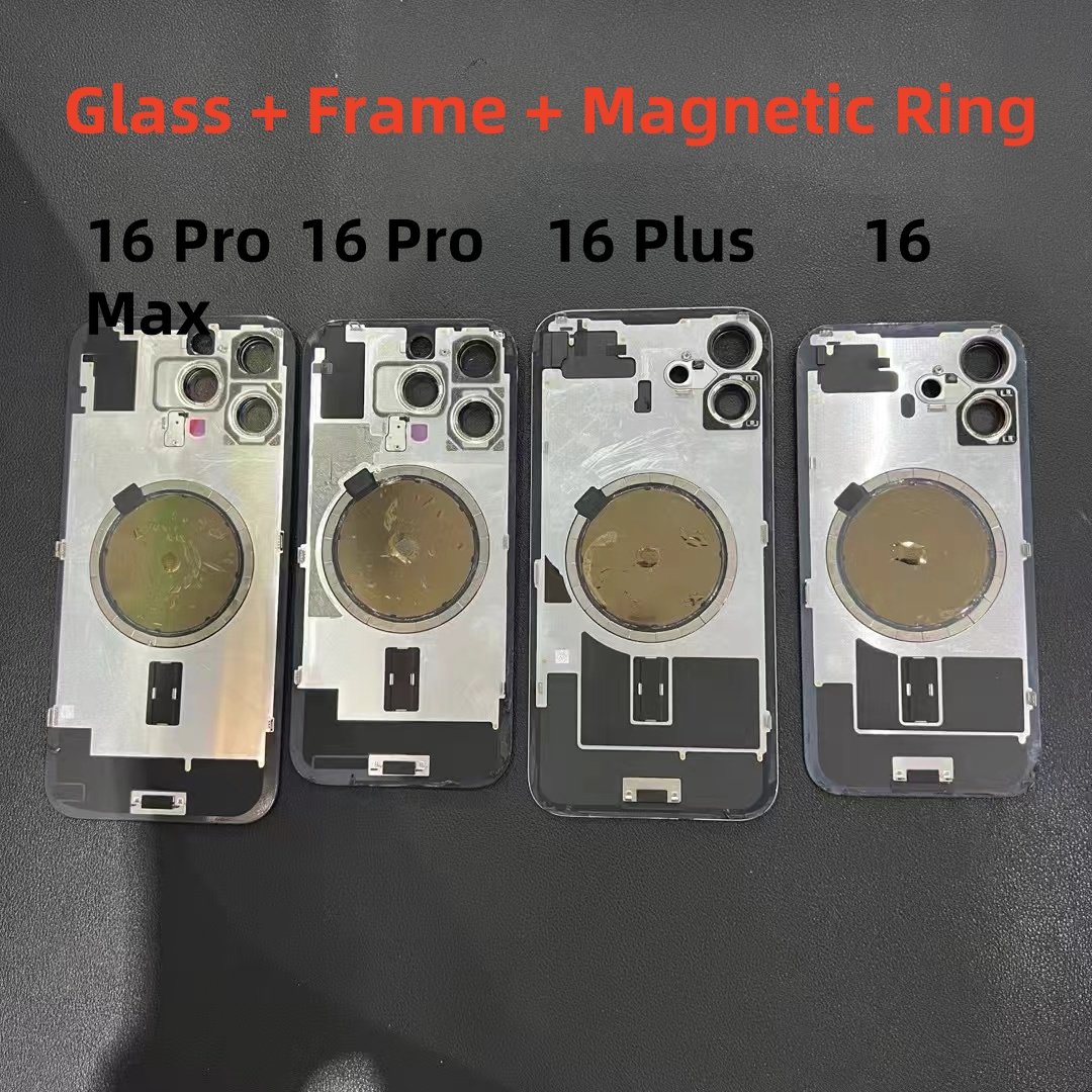OEM Big Hole Rear Battery Back Glass Cover Replacement for iPhone 16 16 Plus 16 Pro 16 Pro Max Series with Steel Frame Logo