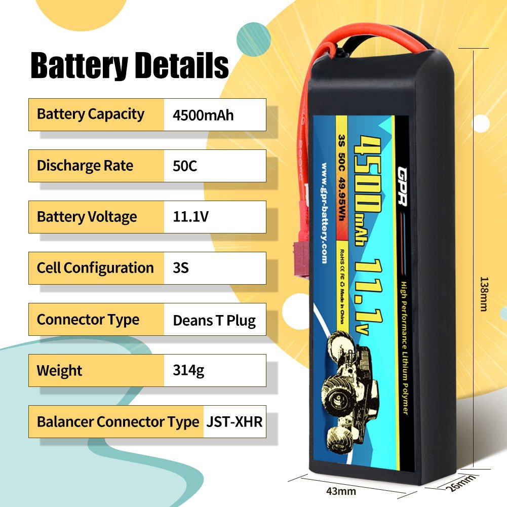 Rechargeable Goldbat Lipo OEM/ODM Good Quality High-Rate Professional Manufacturer Factory Lipo Battery 4500mAh 3S 50C 11.1V