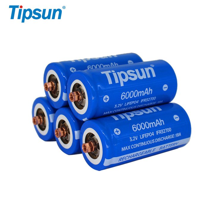 Tipsun 32700 lifepo4 battery cell 3.2v 6000mah 6500mah Pole post rechargeable lithium ion