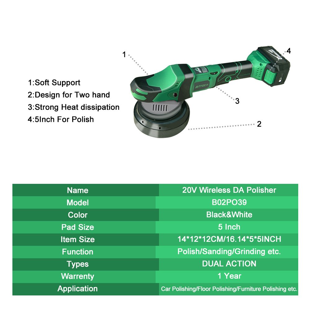 Customized brushless dual action cordless polisher 20V 4500rpm Orbital 15mm battery car polisher