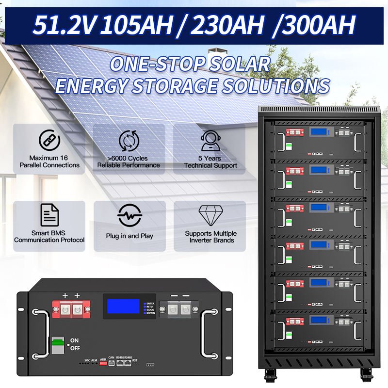 EU Stock 16 Pcs Cell Lifepo4 6000 Cycle Times 51.2v 230ah 11kwh Lifepo4 Plug-And-Play Energy Storage Battery Pack