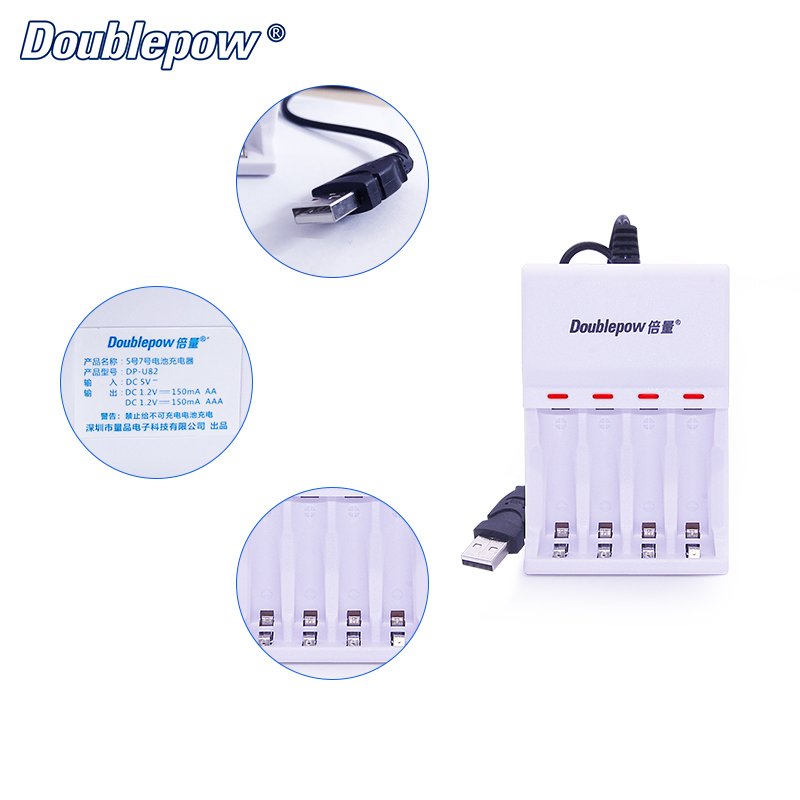 China Supplier's Durable ABS U82 LED Intelligent Rapid Charger 4 Slots 1.2V AA/AAA Ni-MH/Ni-CD Batteries charger