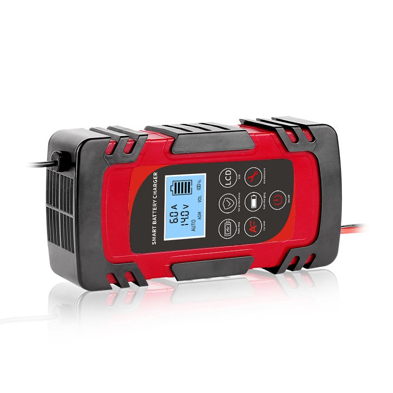 SUYEEGO 12V 8A Automatic Car Battery Charger Power Pulse Repair Chargers Wet Dry Lead Acid Battery Digital for SUV LCD Display