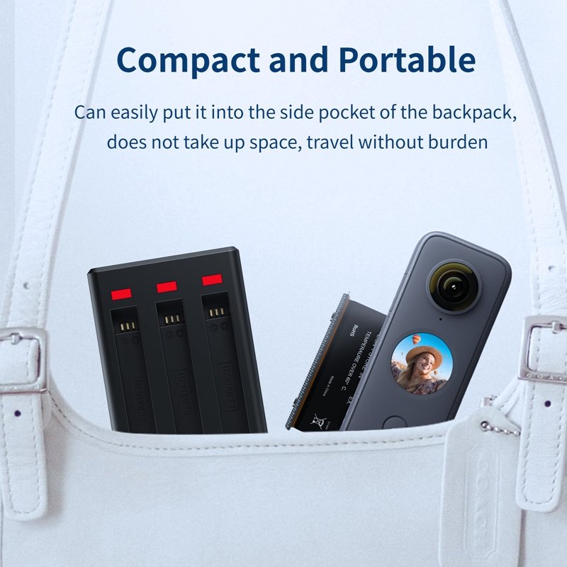 YEAH 3 Slots LED Indicator Action Camera Three Battery Charger for Insta360 One X3
