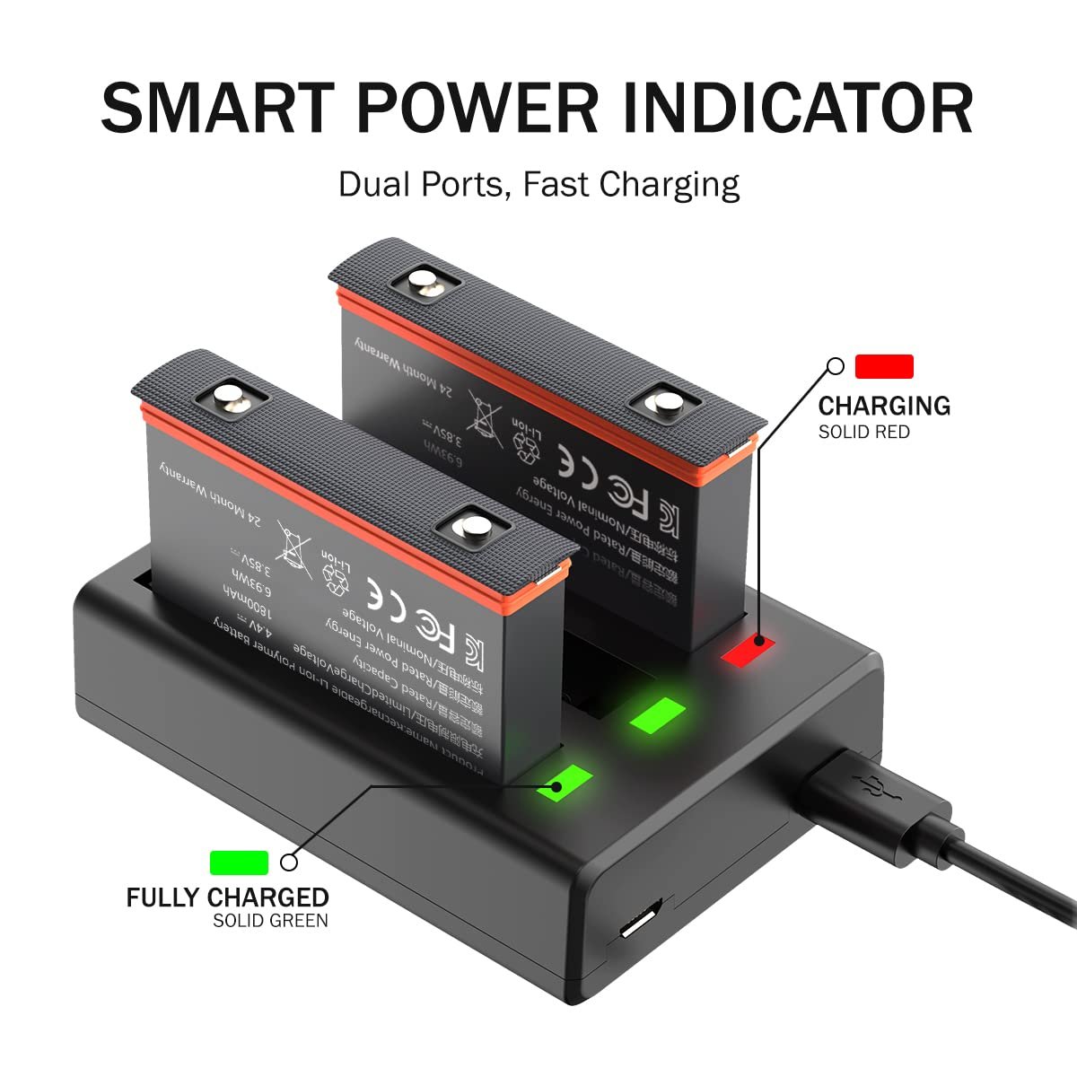 YEAH 3 Slots LED Indicator Action Camera Three Battery Charger for Insta360 One X3