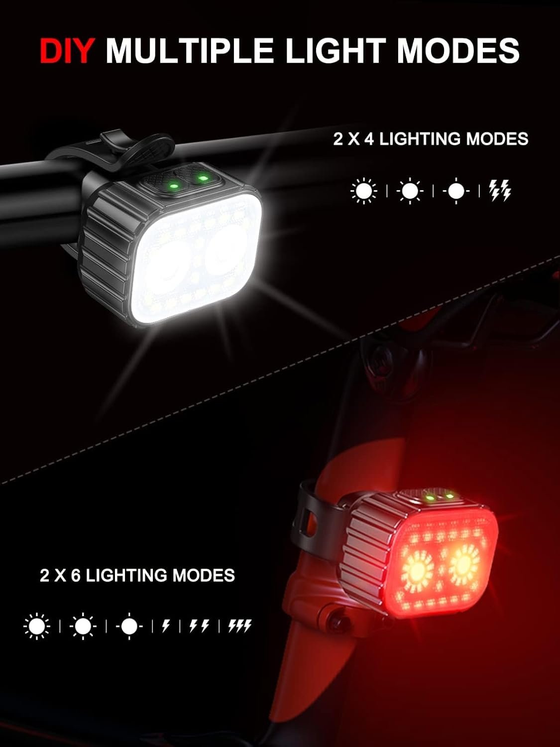 Rechargeable Fahrradlampe Bicycle Lights Set IPX6 Waterproof Front and Back Taillight Reflectors Led Bike Lights LED Accessories
