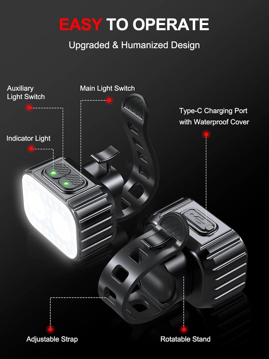 Rechargeable Fahrradlampe Bicycle Lights Set IPX6 Waterproof Front and Back Taillight Reflectors Led Bike Lights LED Accessories