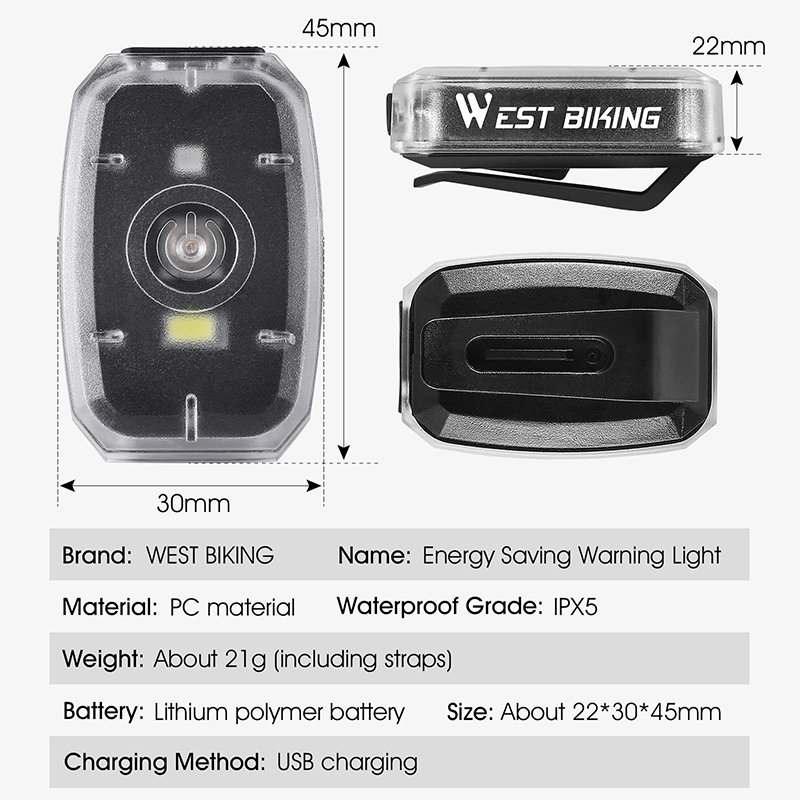 WEST BIKING Bike Cycle Taillight Waterproof Riding Rear Light Accessories LED USB Rechargeable Road Bicycle Lamp Saddle Light
