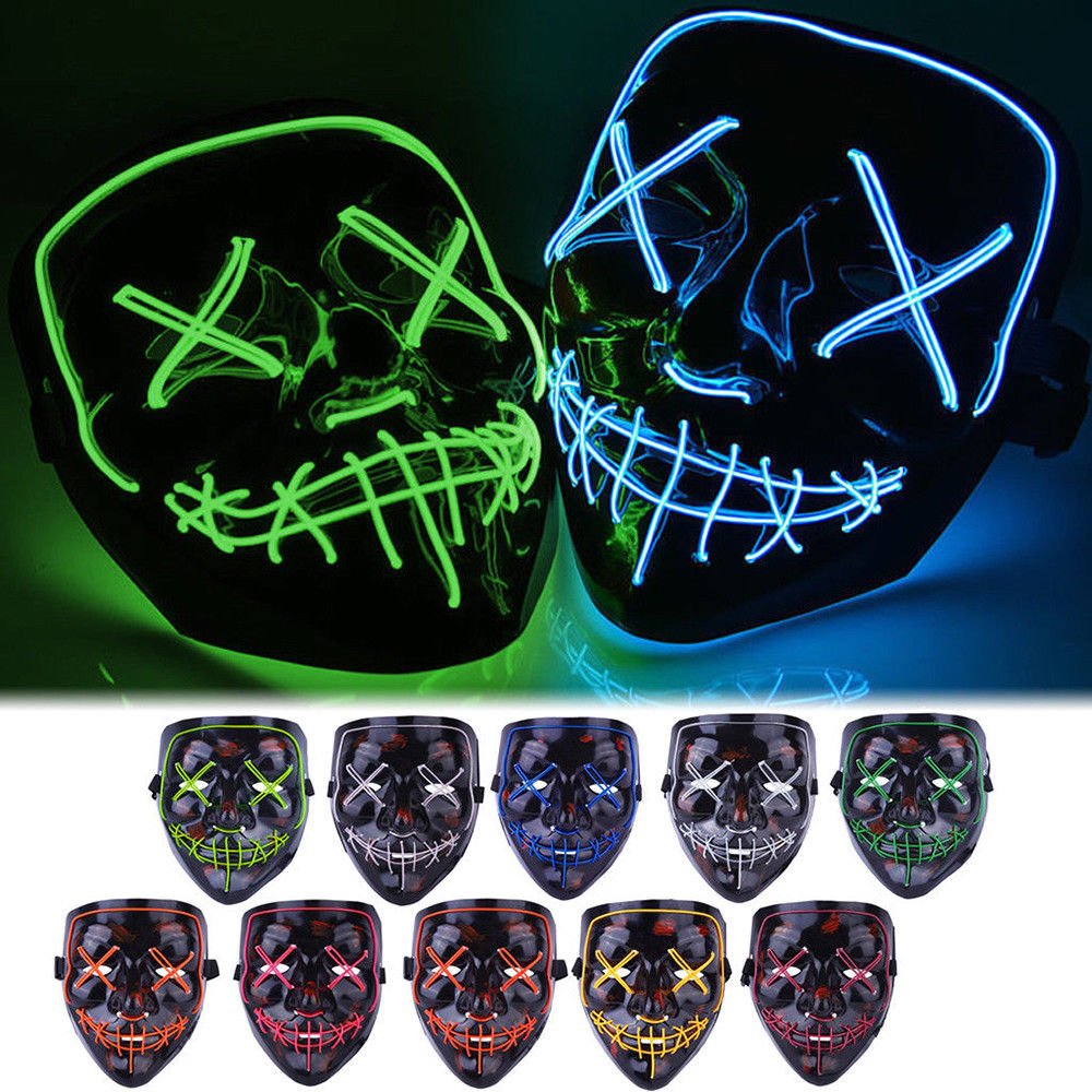 Glowing masks Led light up scary neon el wire face Mask Cool Costume Accessories
