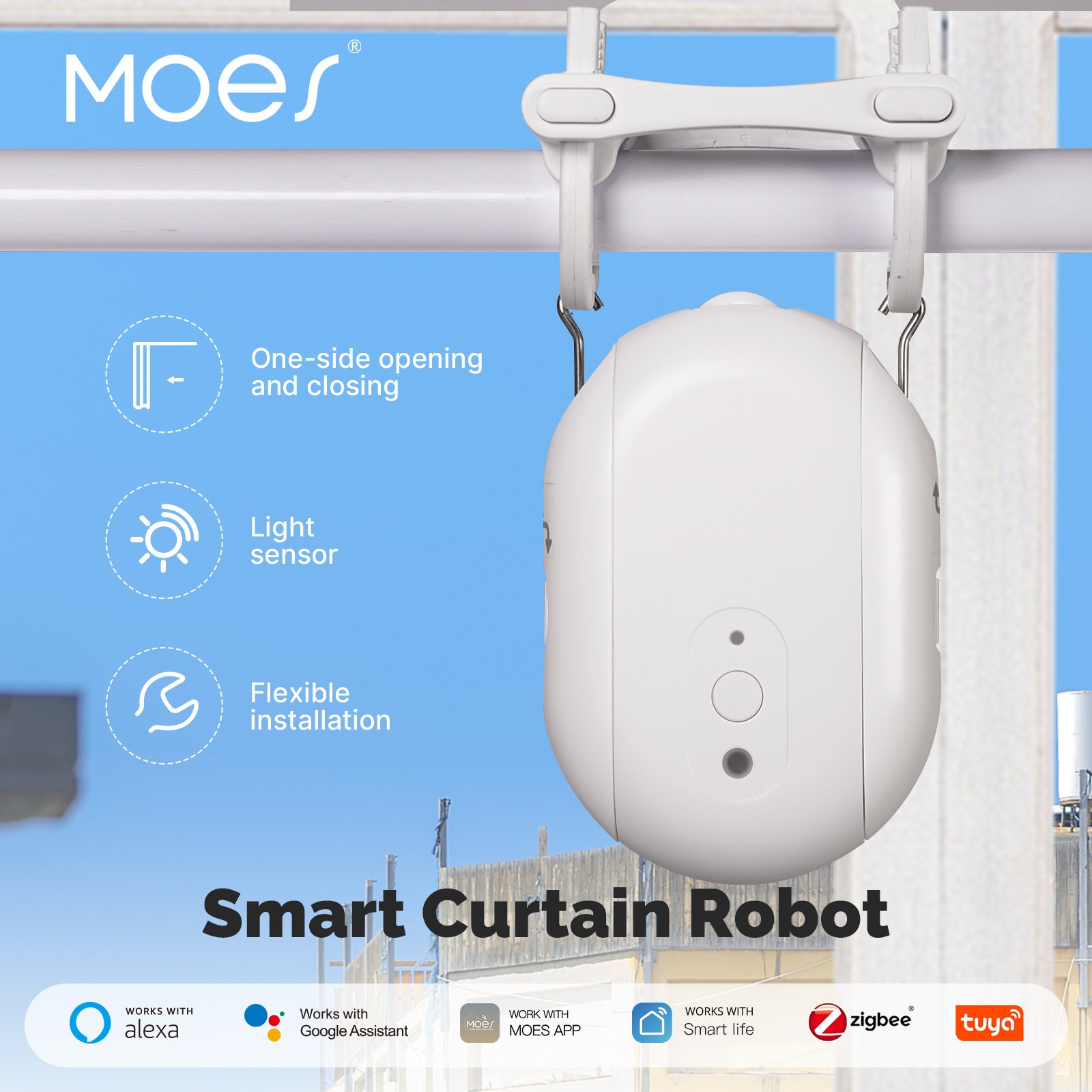 Tuya Smart Curtain bot Roman pole Automatic Curtain Opener Drivers WIFI Wireless Voice Remote Control Curtaini Robot