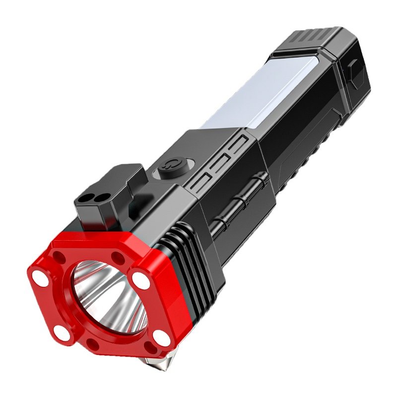Super Bright Rechargeable Led Flashlight Automobile Safety Hammer Car Multi-Function Torch Four-in-One Car Window Breaking