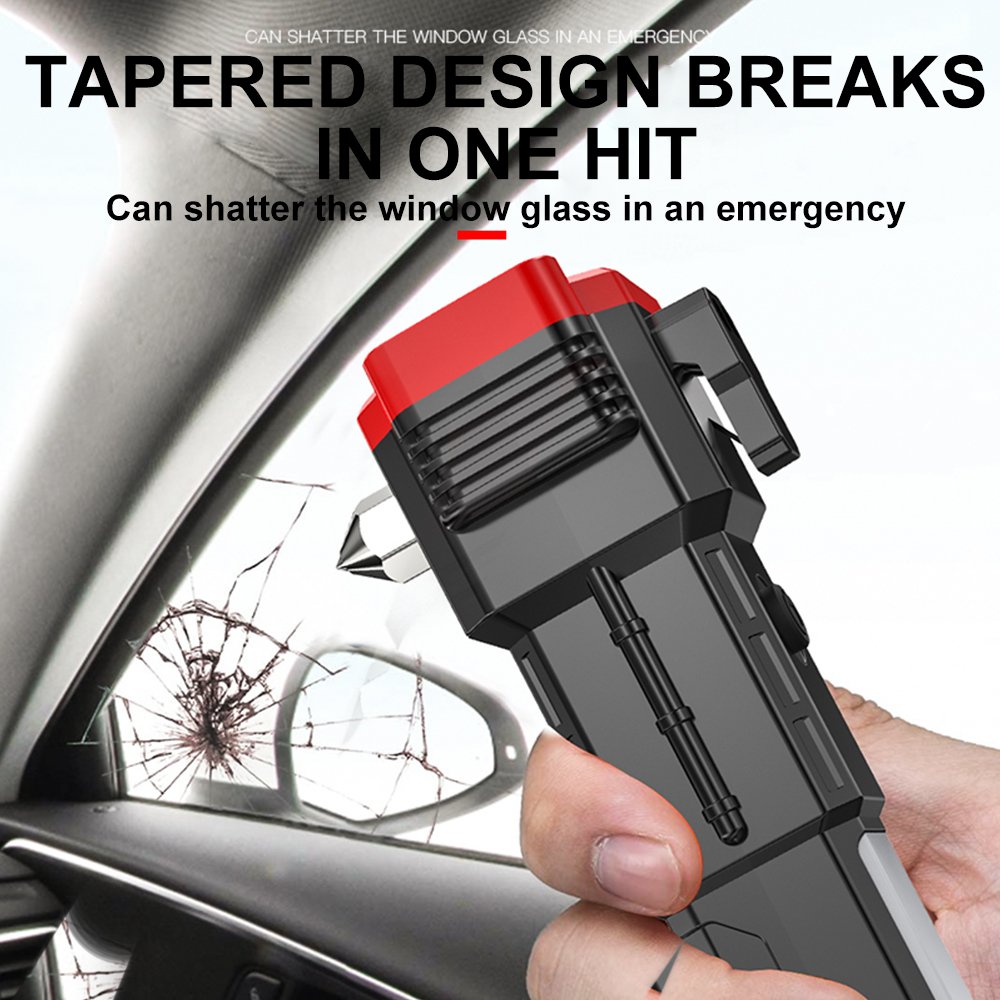 Super Bright Rechargeable Led Flashlight Automobile Safety Hammer Car Multi-Function Torch Four-in-One Car Window Breaking