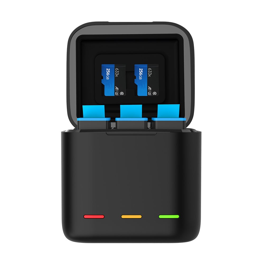 Telesin battery charger accessories for Go Pro 13 camera card Storage Box 3-Channel Battery Charger Box