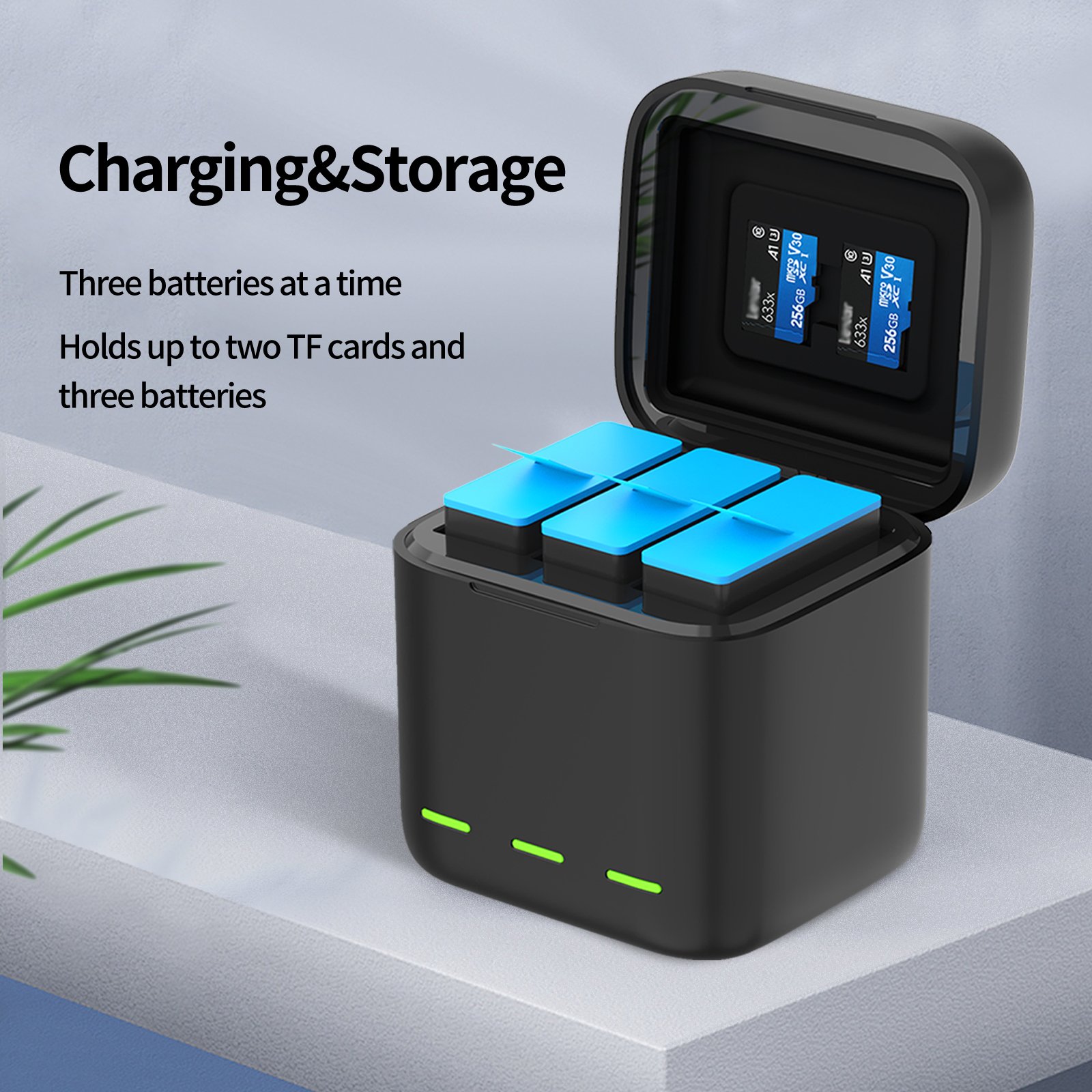 Telesin battery charger accessories for Go Pro 13 camera card Storage Box 3-Channel Battery Charger Box